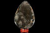 Septarian Dragon Egg Geode - Black Crystals #109972-1